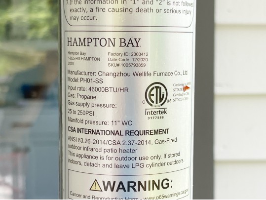 Hampton Bay Propane Powered Outdoor Patio Heater With Propane Tank