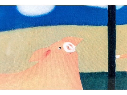 Roger Stark (American, 20th C.) Four Signed Prints Depicting Pigs