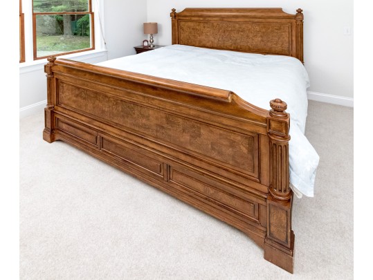 Ethan Allen King Townhouse Wentworth Burl Veneered Bed Frame