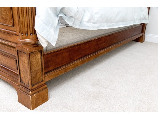 Ethan Allen King Townhouse Wentworth Burl Veneered Bed Frame