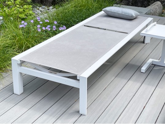 Pair Of Life Brand Outdoor Chaise Lounges With Tray Top Table