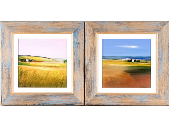 Signed Italian Oil Paintings Pastoral Landscapes