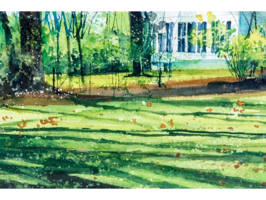 Arlene Cornell (American, B. 20th C.) Watercolor On Paper, Homestead Landscape