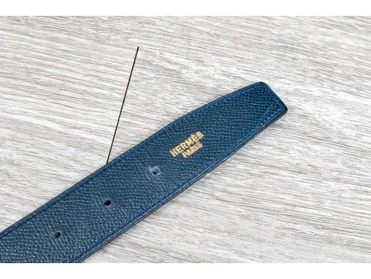 Hermes Constance Blue Leather Belt