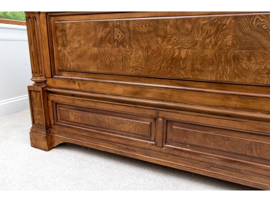 Ethan Allen King Townhouse Wentworth Burl Veneered Bed Frame