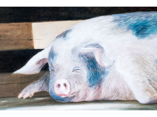 Roger Stark (American, 20th C.) Four Signed Prints Depicting Pigs