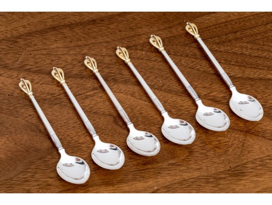 Set Of Six Sorensen Danish Sterling Silver Demitasse Spoons, 1.915 OZT