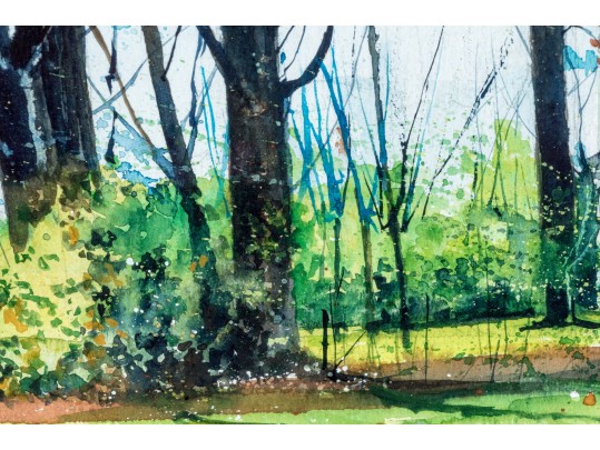 Arlene Cornell (American, B. 20th C.) Watercolor On Paper, Homestead Landscape