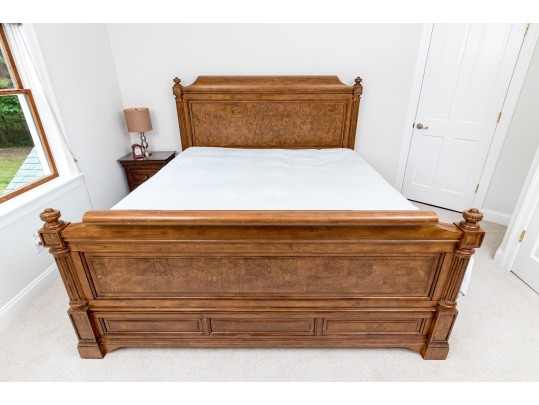 Ethan Allen King Townhouse Wentworth Burl Veneered Bed Frame