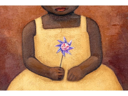 Luis Vezcali (Mexico, 20th C.) Oil On Masonite, Girl In Yellow
