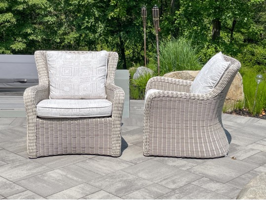 Pair Of Kingsley Bate “Sag Harbor” Woven Wicker Armchairs 