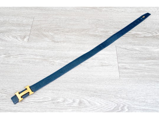Hermes Constance Blue Leather Belt
