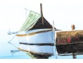 Signed Oil On Canvas, Sailboat At A Dock