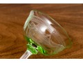 Set Of Seven Vintage Vaseline Green Glass Coupes