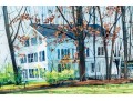 Arlene Cornell (American, B. 20th C.) Watercolor On Paper, Homestead Landscape