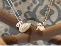 Arora Enameled Swan & Pig Form Boxes With Necklaces