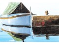 Signed Oil On Canvas, Sailboat At A Dock