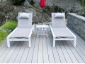 Pair Of Life Brand Outdoor Chaise Lounges With Tray Top Table