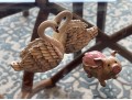 Arora Enameled Swan & Pig Form Boxes With Necklaces
