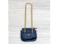 Prada Blue Quilted Shoulder Bag With Leather Chain Strap