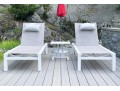 Pair Of Life Brand Outdoor Chaise Lounges With Tray Top Table