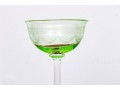Set Of Seven Vintage Vaseline Green Glass Coupes