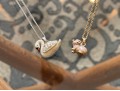 Arora Enameled Swan & Pig Form Boxes With Necklaces