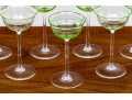 Set Of Seven Vintage Vaseline Green Glass Coupes