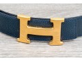 Hermes Constance Blue Leather Belt