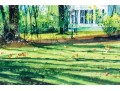Arlene Cornell (American, B. 20th C.) Watercolor On Paper, Homestead Landscape