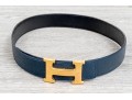 Hermes Constance Blue Leather Belt