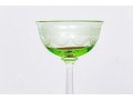 Set Of Seven Vintage Vaseline Green Glass Coupes