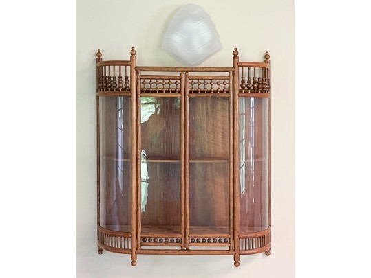 Late 19th C. American Oak Stick & Ball Hanging Cabinet 