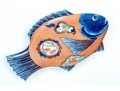 Fantastic Japanese Imari Palette Porcelain Fish Plate 