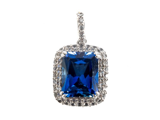 10K Gold & Sapphire/Spinel Gemstone Pendant 