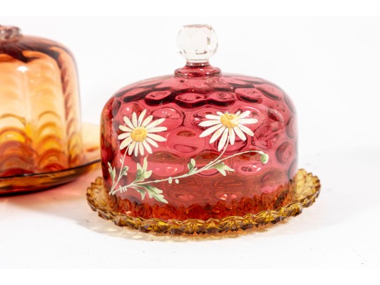Amberina Depression Glass Cloches