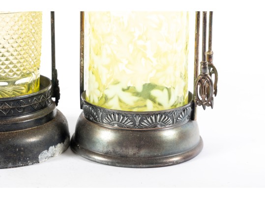 Cranberry Glass Table Lamp And Oil Lamps