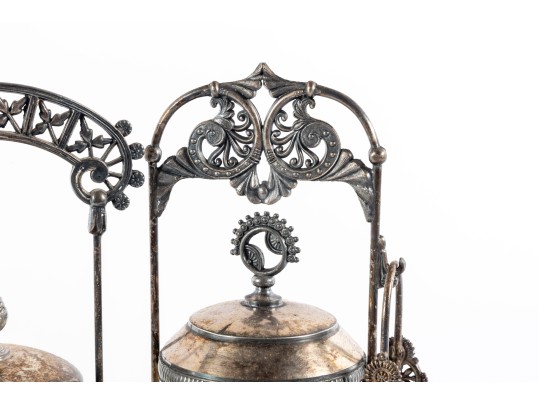 Cranberry Glass Table Lamp And Oil Lamps