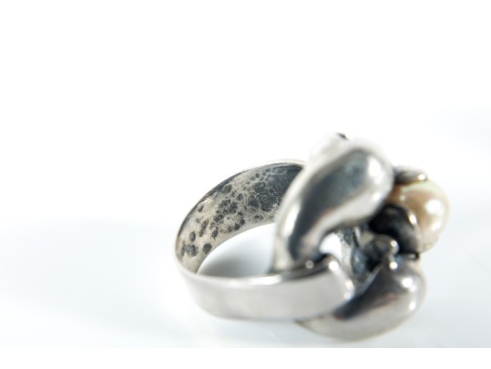 Sterling Silver & Pearl Amorphous Rings
