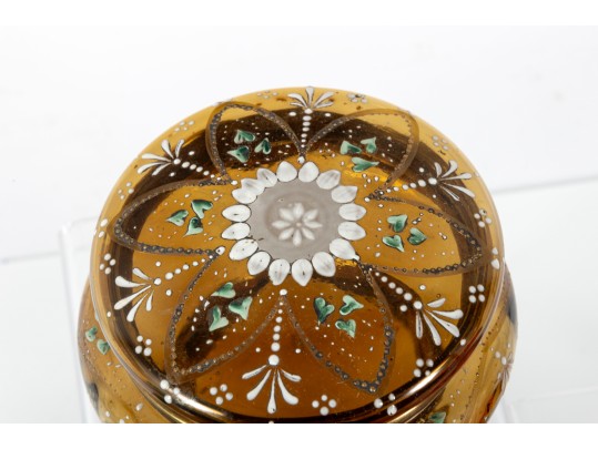 Hand-Decorated Cranberry, Amber, And Green Glass Vessels