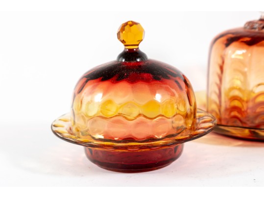 Amberina Depression Glass Cloches