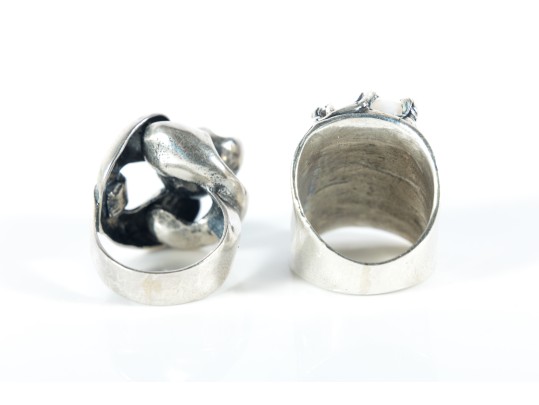 Sterling Silver & Pearl Amorphous Rings