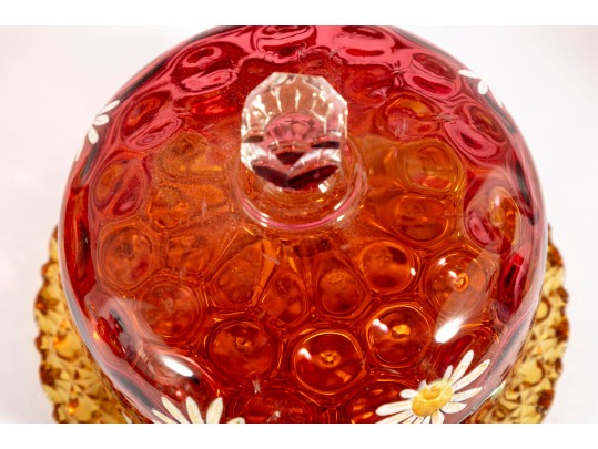 Amberina Depression Glass Cloches