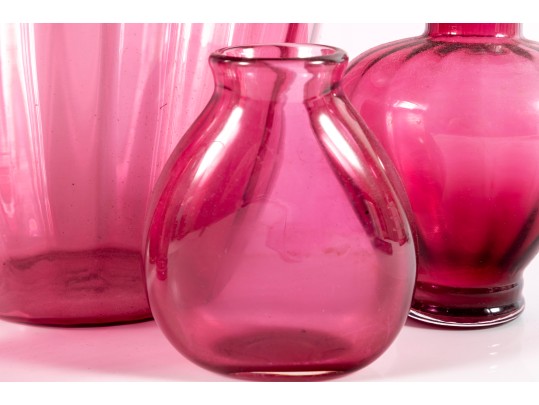 Vintage Cranberry Depression Glass Vases