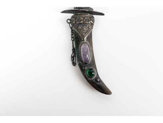 Mexican Sterling Silver & Amethyst Knife Pin