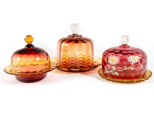 Amberina Depression Glass Cloches