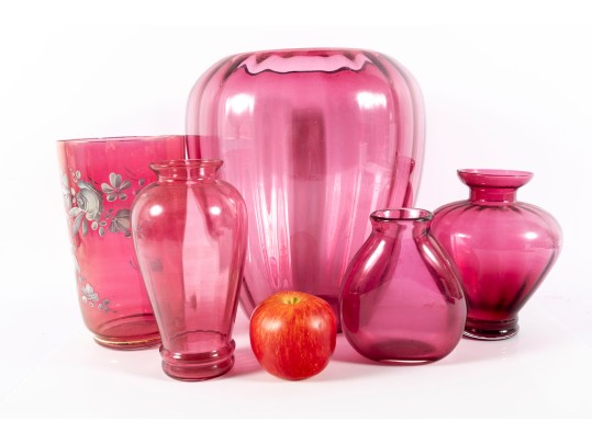 Vintage Cranberry Depression Glass Vases