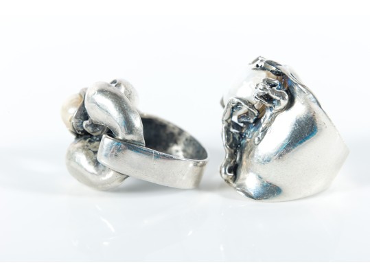 Sterling Silver & Pearl Amorphous Rings