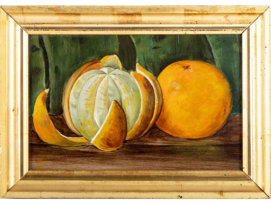Antique Oil On Canvas Still Life, Circa 1930