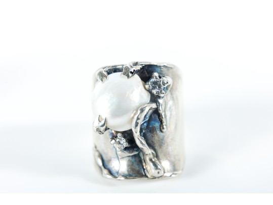 Sterling Silver & Pearl Amorphous Rings